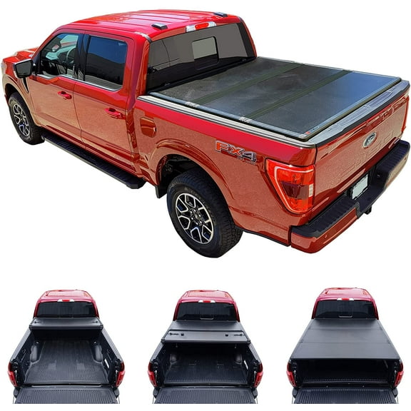 Galaxy Auto Hard Tri-Fold for 2004-14 Ford F150 5.5' Bed (Styleside Models Only) - Black Trifold Truck Bed Tonneau Cover