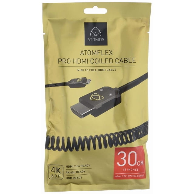 ATOMFLEX PRO HDMI Coi Cable (Mini to Full 30cm) HDMI 2.0 Cable ATOM4K60C3