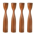 thumbnail image 1 of Hourglass Teak Wood Candle Holder - Large 4-Pack, 1 of 5