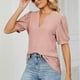 thumbnail image 3 of Camiseta con ojales para mujer,Blusa con ojales de manga corta abombada de verano para mujer Camisa con ojales de manga corta Meticulosamente diseñada, 3 of 5