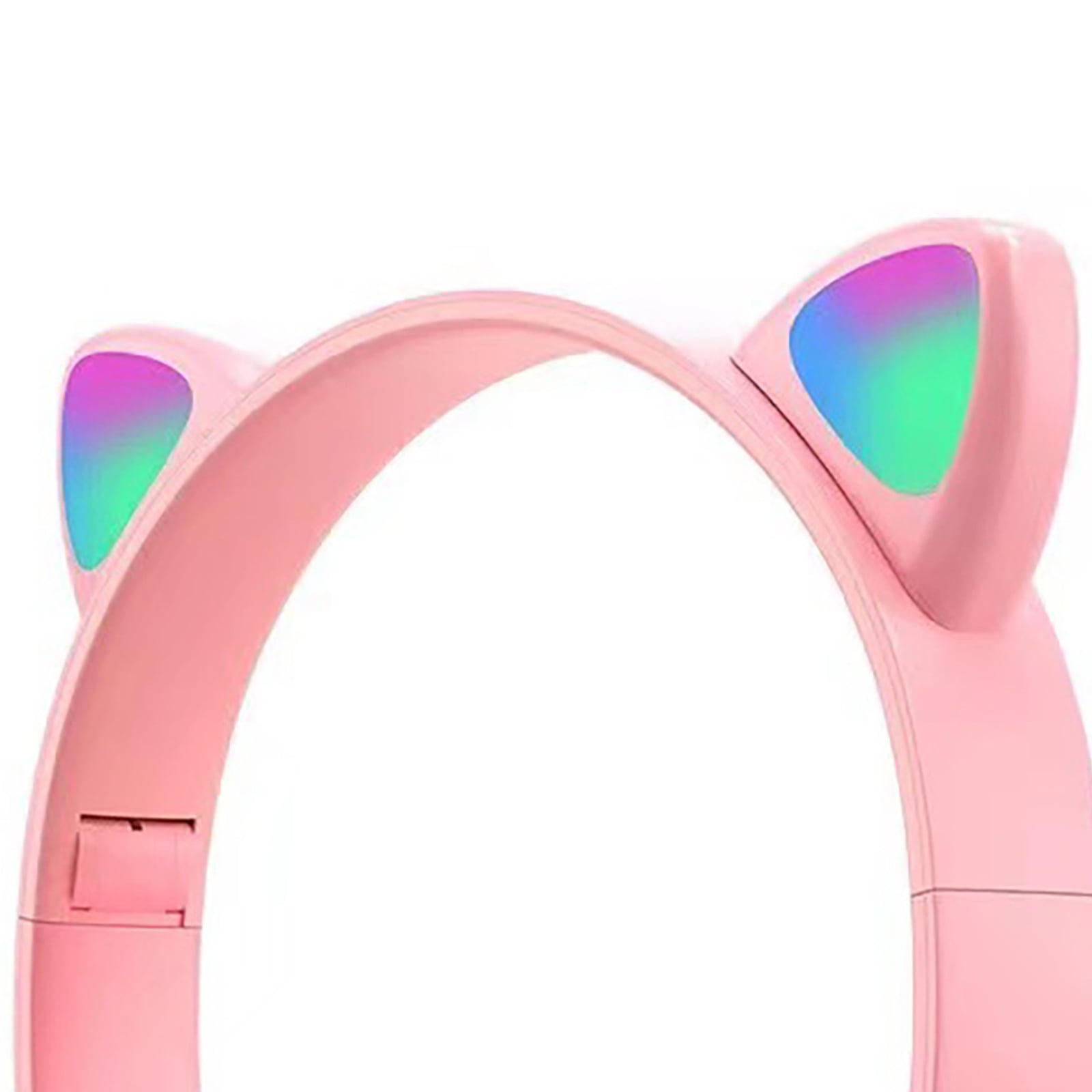 Kids Headphones, Cat Ear Wireless Headphones, LED Light Up Bluetooth over on Ear Purple Headphones for Toddler Boy Girl Teen Children With Microphone,Pink