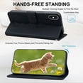 thumbnail image 4 of ELEHOLD Case for iPhone XS/X, Premium PU Leather Wallet Flip Case Folio Cover with Card Holder Kickstand,Black, 4 of 6