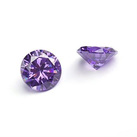 4.5 Mm Round Stones - 9mm Flawless Amethyst Purple Cubic Zirconia Stones Round Brilliant-Cut Cz Stone Settings