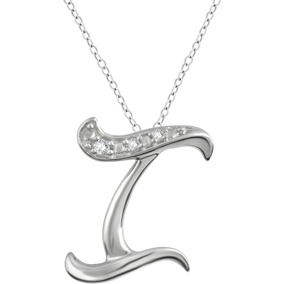 Arista Diamond Accent White "I" Initial Women's Pendant in Sterling Silver, 18"