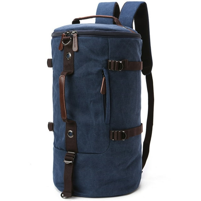 Men's Backpack Fashion Retro Cylinder Canvas Travel Backpack Duffel Bag Shoulder Handbag Backpack