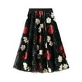 thumbnail image 4 of Aueoeo Women's A-Line Fairies Elastic Waist Midi Skirt Vintage Floral Embroidered Tulles Skirts Party High Waist Swings Skirts Black XL, 4 of 7