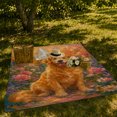 thumbnail image 7 of YShenghong Painterly Golden Retriever Surrounded By Colorful Garden Flowers Printed Flannel Blanket, 7 of 7