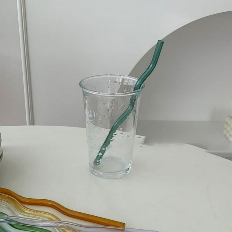 Reusable Clear Wavy Glass Straws for Smoothies, Milkshakes, Juice 