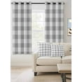 thumbnail image 2 of Grey Plaid Blackout Curtains 39 Inches Long for Bedroom, Gradient Geometric Buffalo White Checkered Thermal Insulated Room Darkening Black Out Window Curtain Panels Grommet Drapes for Living Room, 2 of 8