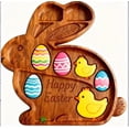 thumbnail image 2 of Happy Easter Bunny Wooden Charcuterie Board, Funny Egg Decor Serving Platter for Holiday Snacks and Treats, Easter Party Centerpiece, Kitchen Table Decoration, 2 of 6