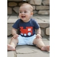 thumbnail image 4 of Newborn Toddler Baby Boy Summer Outfits Short Sleeve Bus/Train Embroidery T-Shirt + Shorts Set Toddler Clothes, 4 of 9