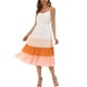 thumbnail image 2 of INSPIRE CHIC Vestido Midi de Verano para Mujer con Tirantes Ajustables y Escote en V, Vestido Boho de Fiesta y Playa, Maxi en Blanco y Rosa M, 2 of 5