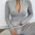 thumbnail image 1 of Women Long Sleeve Bodysuit, High Waist Bodysuit Casual Pure Color Stand Collar For Daily Life For Female ANGGREK Otros, 1 of 6