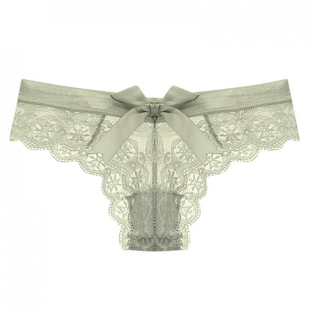 

LoyisViDion Women S Underwear Lace Bow Bikini Panties Pearl Silky Comfy Lace Brife Green 8(L)