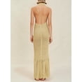 thumbnail image 3 of Womens Halter Crochet Cover Up Fringe Sexy Backless Sleeveless V Neck Collared Vacation Beach Maxi Dress, 3 of 6