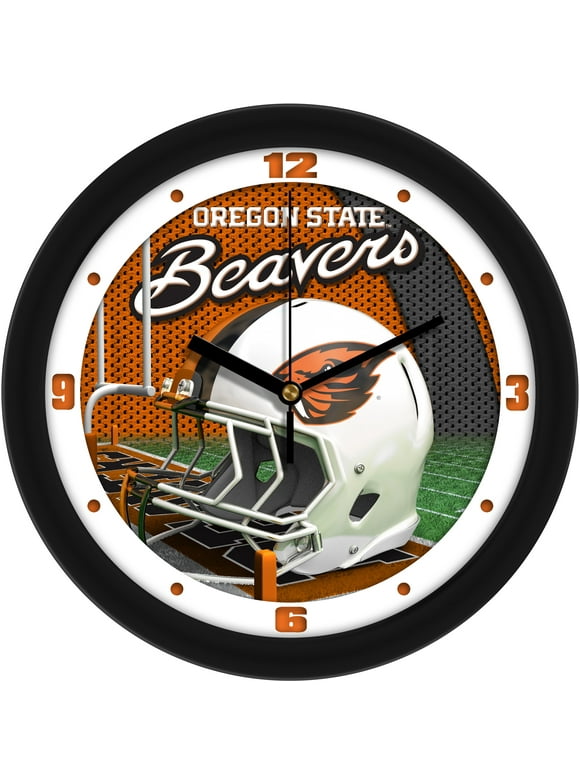 Oregon State Beavers 11.5'' Suntime Premium Glass Face Football Helmet Wall Clock