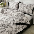 thumbnail image 5 of Move Over Flowers Ruffle Bedding Sets Queen Green Floral Duvet Cover Black Ruffle Flowers Pattern Microfiber No Filling, 5 of 11