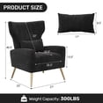 thumbnail image 2 of Villeston Modern Accent Chairs for Living Room Chairs Upholstered Velvet Fabric Reading Chair Mid Century Arm Chair Comfy Armchair,Black, 2 of 6