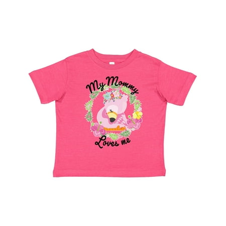 

Inktastic Baby Flamingo My Mommy Loves Me in Flower Wreath Gift Toddler Boy or Toddler Girl T-Shirt