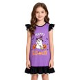 thumbnail image 2 of Uobin Girls Ruffle Flutter Sleeve Halloween Nightgown, Happy Halloween Ghost Pumpkin Print Loose Soft Kids Loungewear Sleep Dress, 2 of 4