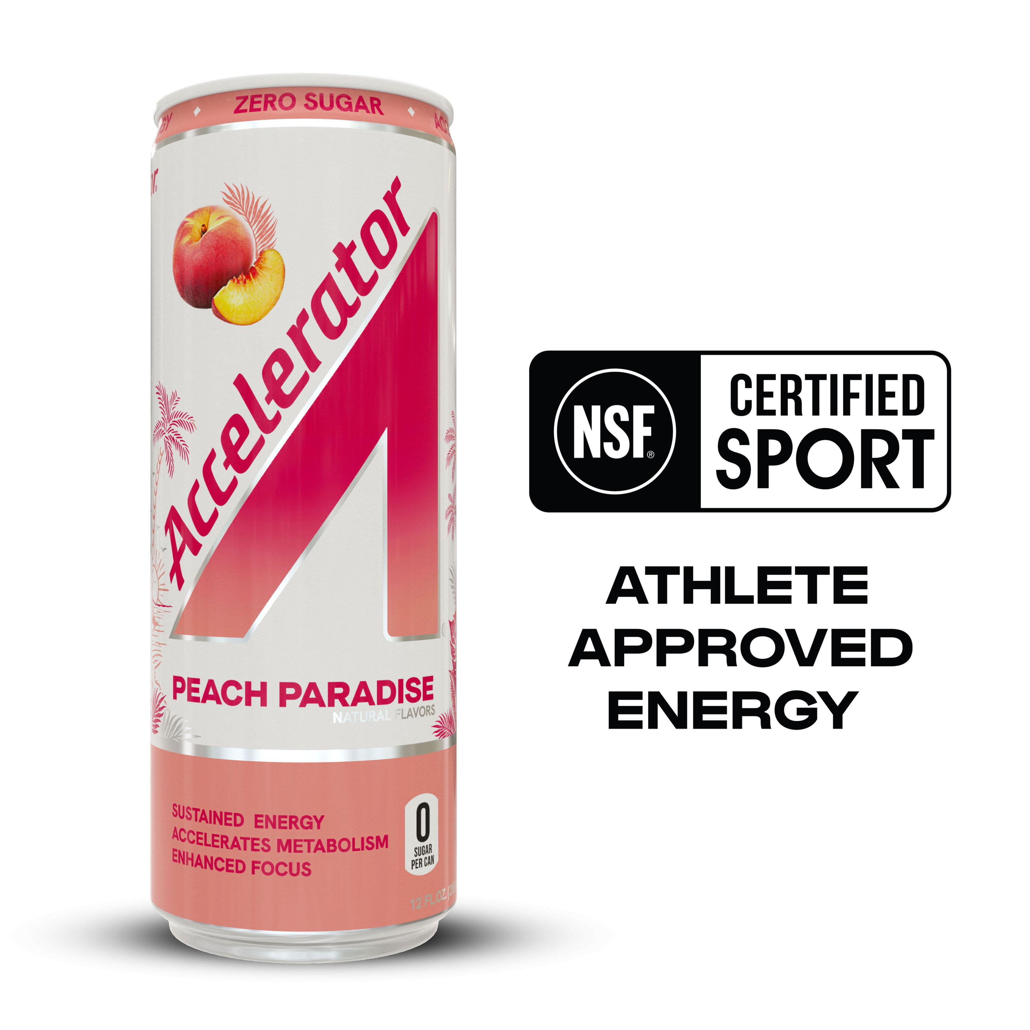 Accelerator Peach Paradise Energy Drink, 12 fl oz can