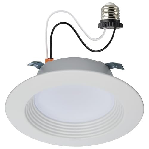 Satco LED Retrofit Downlight with Stepped Baffle, CCT Selectable 2700K/3000K/3500K/4000K/5000K, 4 Inch Round, White
