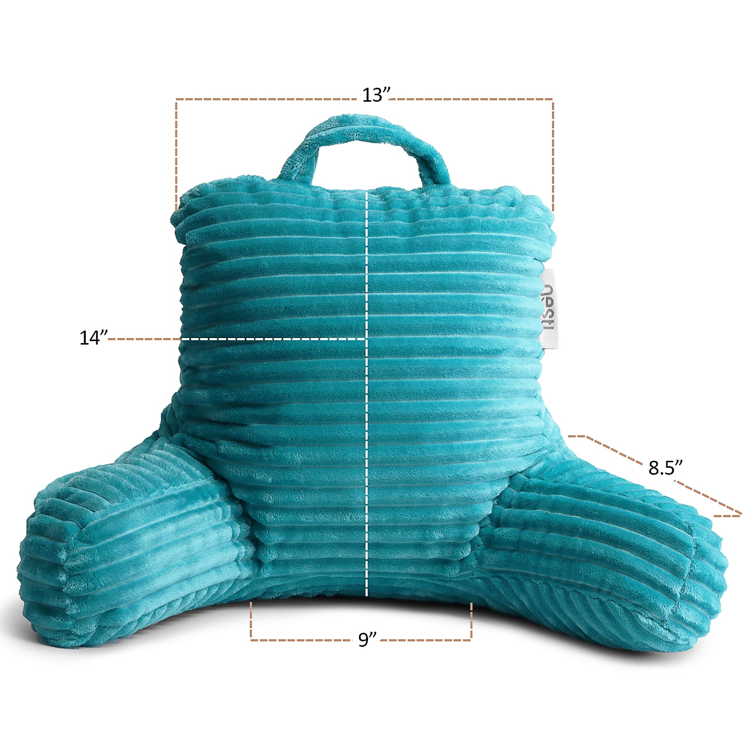 Nestl Reading Pillow with Portable Lap Desk Stand - Striped Back Support Pillow, Small, Teal