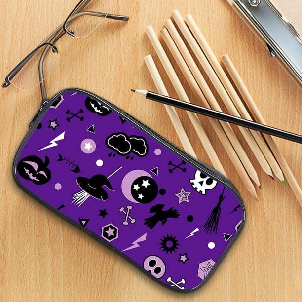 Xihbxyly Estuche de Halloween con Cremallera de Gran Capacidad, Tela de Algodón Suave, Almacenamiento Multifuncional, Ideal para Oficina y Viajes, Organizador de Material de Arte, Tamaño 20 Cm.