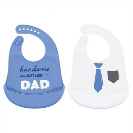 UPC: 0660168561173 | Hudson Baby Infant Boy Silicone Bibs 2pk  Handsome Just Like Dad  One Size