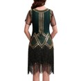thumbnail image 3 of YTCAMLO Plus Size Glitter Womens Flapper Dress Retro 1920s Slim Fit Sheer Short Sleeve Sequin Dress U Neck Fringed Cocktail Dress, 3 of 7