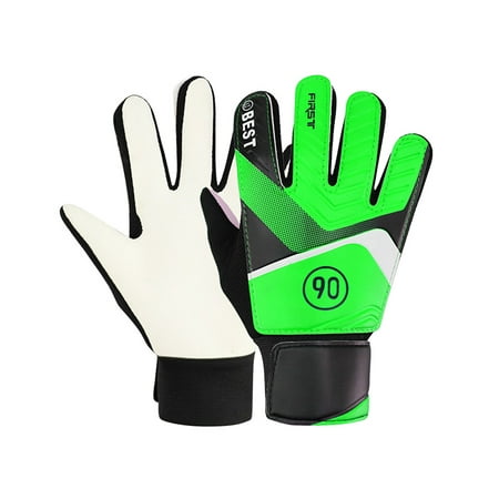 

1 Pair of Football Glove Goalkeeper Shock-absorbent Wear-resistance Glove Goalkeeper Breathable Adjustable Protective Gear for Children Teens- 5 # (Green)