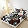 thumbnail image 4 of Feelyou Rugby Athlete Boys Bed Sheets, Modern Ball Game King Sheets, Fashion Patchwork Plaid Sheet Set, Luxury Bedroom Decor, 4pcs, 4 of 7