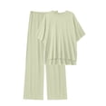 thumbnail image 2 of MINTREUS Lounge Sets for Women Knit Short Sleeve Tops and Long Pants Soft Comfy Pajamas Set Oversized 2 Piece Outfits S-2X, 2 of 8