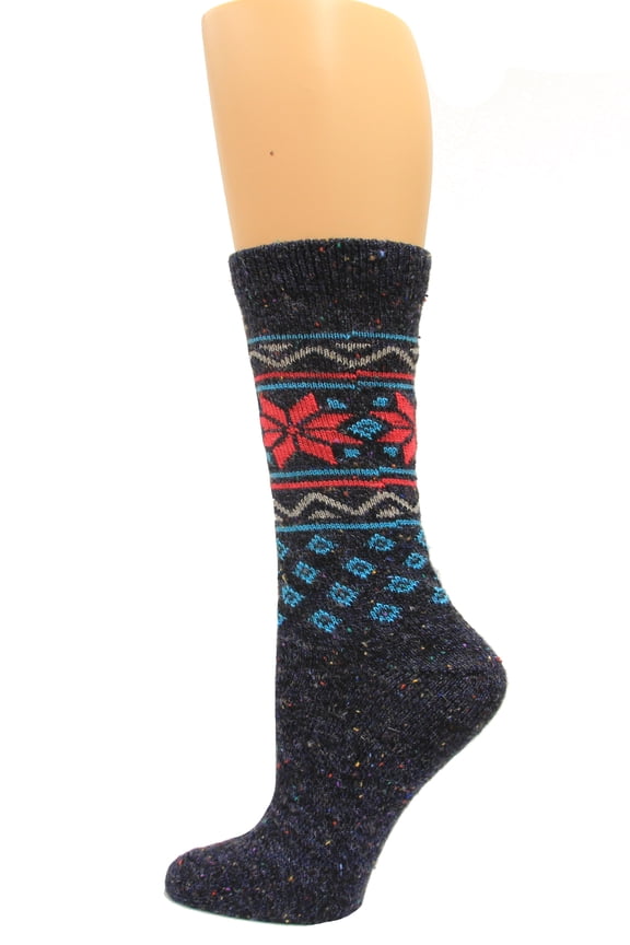 Wintry Mix Crew Socks, 1 Pair, Denim, Medium, Shoe Size W 6-9