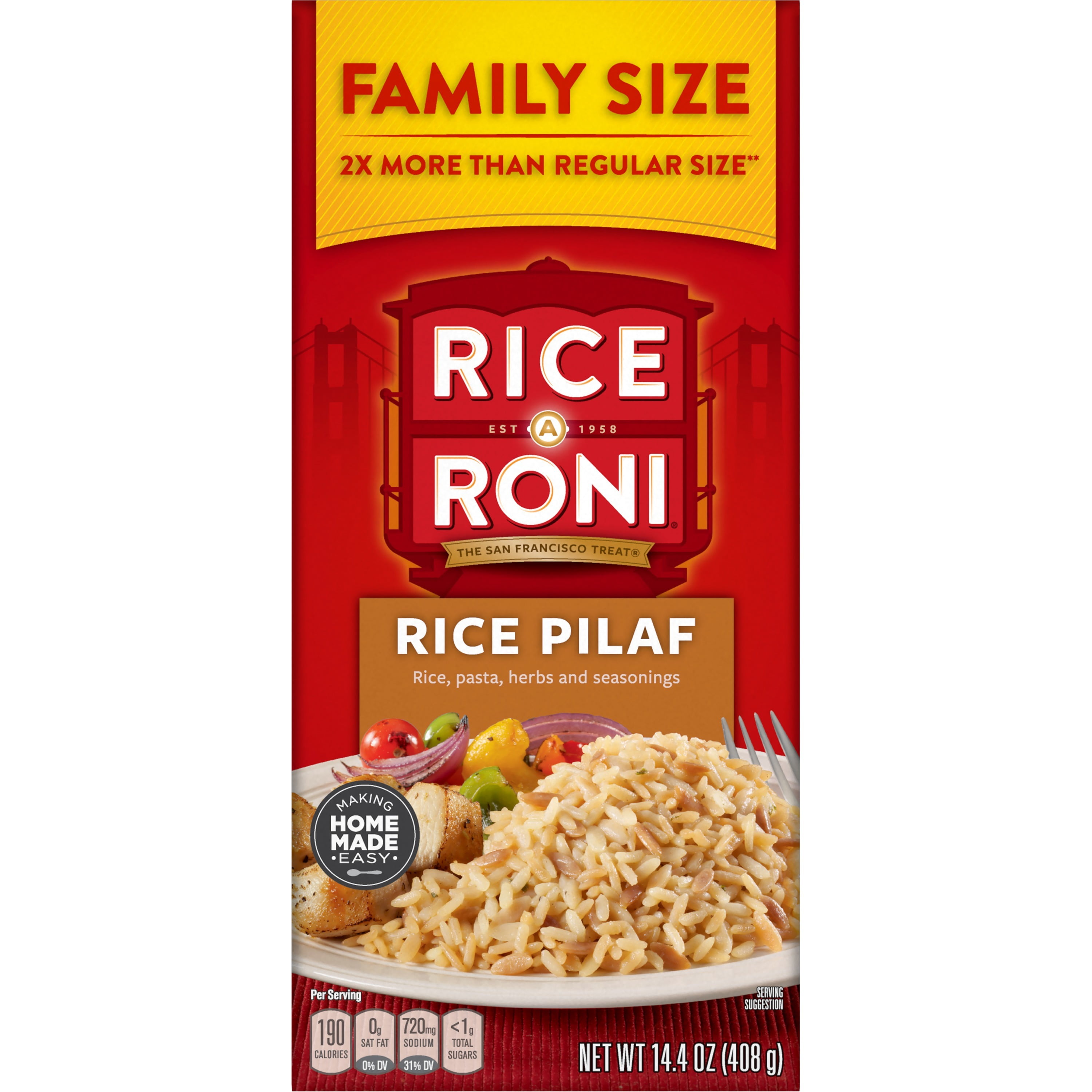 RiceARoni Rice Pilaf, Family Size, 14.4 oz Box