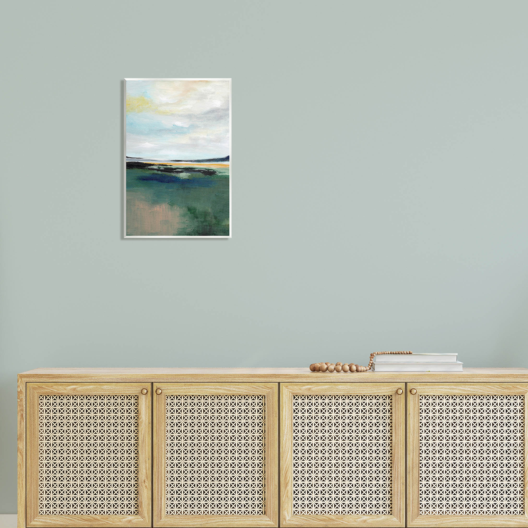 Stupell Industries Modern Cloudy Distant Beach Shore Painting Unframed Art Print Wall Art, Design by Nikita Jariwala