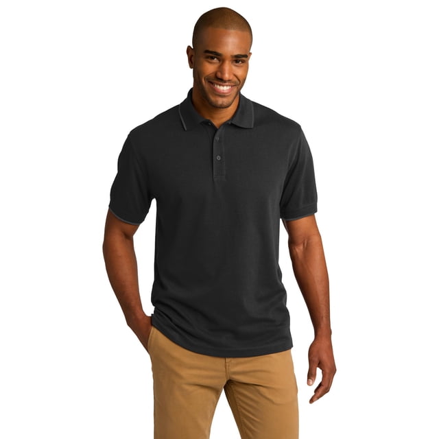Polo con ribete Rapid Dry™ de Port Authority®. K454 Negro azabache/ Carbón L Autoridad Portuaria K454