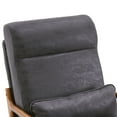 thumbnail image 6 of High Back Armrest Single Lounge Chair With Soft Cushion and Pillow, Indoor Bronzing Cloth Upholstered Accent Chair For Living Room, Bedroom, Office, Balcony, Side Chair With Wooden Frame, Grey, 6 of 9