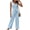 Light Blue, variant on Women's Sleeveless Striped Jumpsuits Loose Button Neck Rompers Clothing for Casual Summer Khaki S