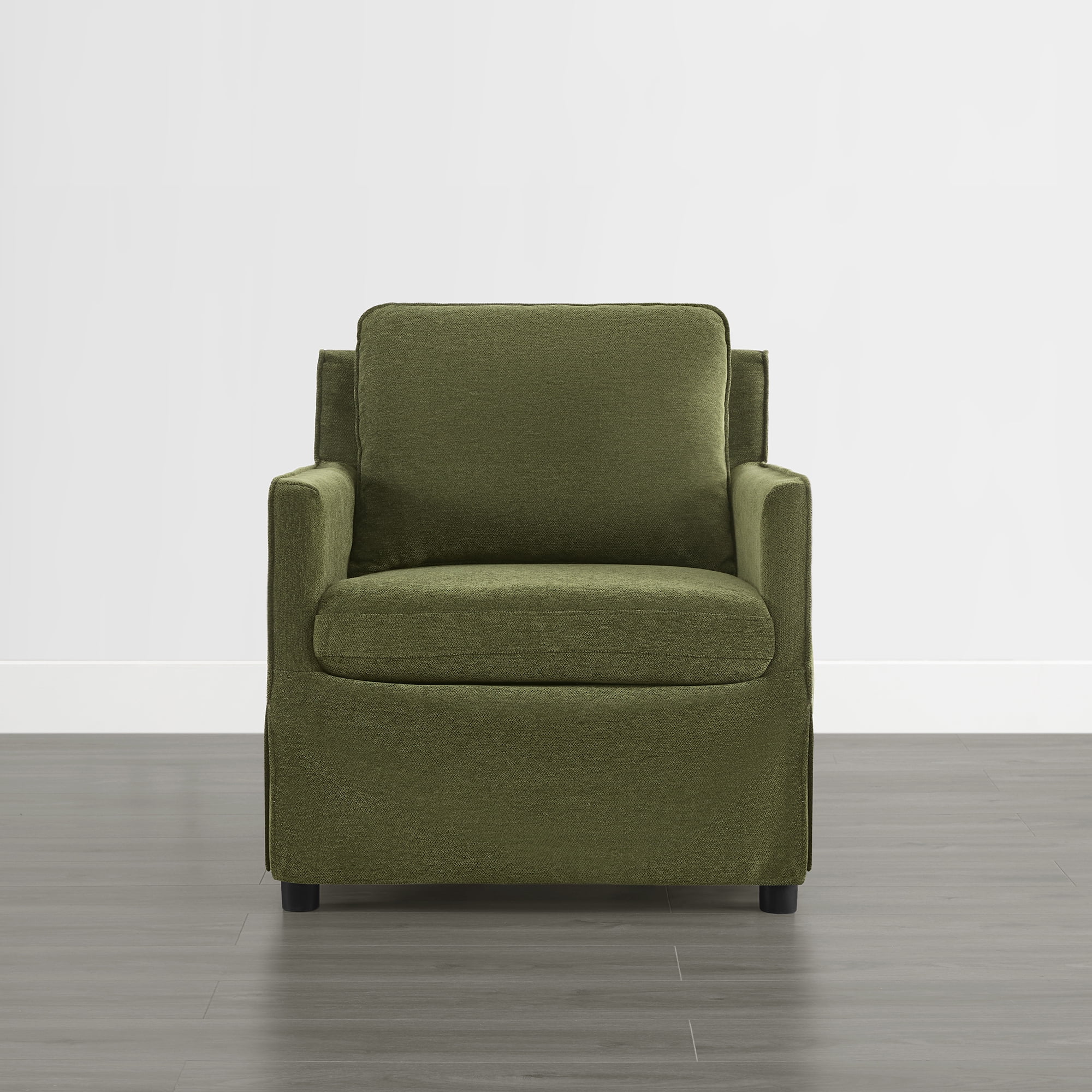 Spruce & Spring Upholstered Accent Chair for Living Room and Bedroom, Modern Lounge Armchair with Removable Cushions and Track Arms, Green Fabric