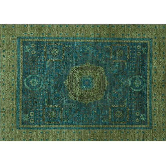 Ahgly Company Indoor Rectangle Abstract Light Blue Modern Area Rugs, 7' x 10'