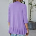 thumbnail image 4 of BiZtdJrK Light Wight Cardigan for Women 3/4 Sleeve Ruffles Open Front Cardigans Solid Casual Summer Kimono Purple XL, 4 of 5