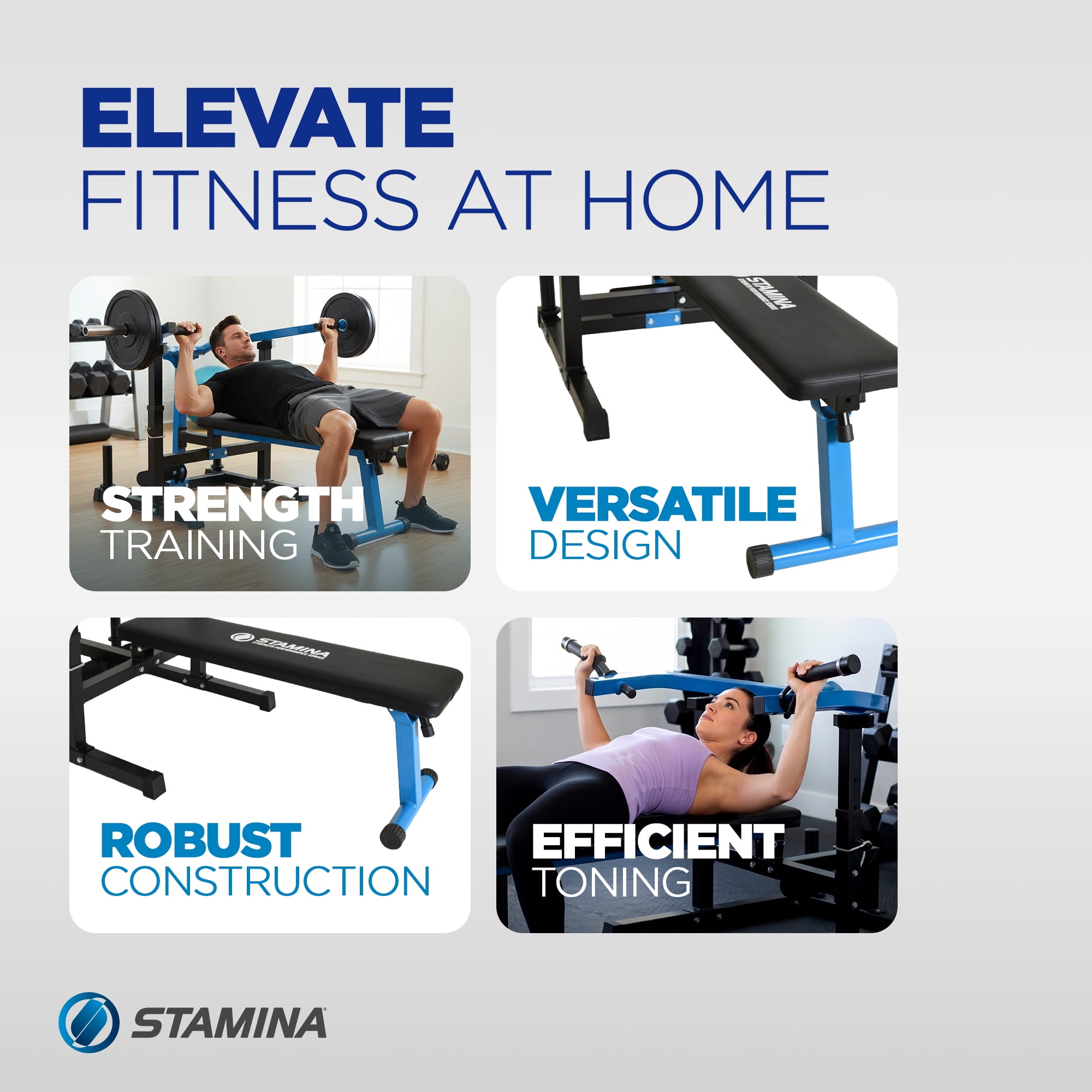 Stamina Bench Press Machine with Adjustable Angle for Home Strength Training, 50-3100