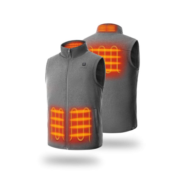 ORORO Heated Fleece Vest for Men with Battery, 4-Zone Heating Fleece Base Layer for Winter (Gray, S)