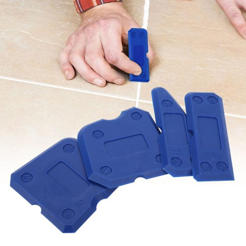 4Pcs Caulking Tool Kit Silicone Joint Sealant Spreader Spatula Scraper Edge  Repair Tools Floor Tile Edges Cleaner