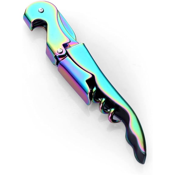 Waiters Corkscrew Professional Waiter Corkscrew Wine openers,stainless steel Wine Key for Restaurant Waiters,Classic All-in-one Corkscrew, Bottle Opener and Foil Cutter (1Pack Iridescent)…