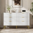 thumbnail image 4 of LYNSOM Fluted Dresser for Bedroom, White 6 Drawer Dresser with Gold Handles and Wide Drawers, Wood Chest of Drawers for Bedroom, Hallway, 4 of 16
