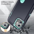 thumbnail image 6 of SaniMore for iPhone 11 6.1" 2019 Hybird Case, Rugged PC Back Shockproof TPU Shell Metal Hidden Kicksatnd Drop Resistant Anti-slip Heavy Duty Protective Case for iPhone 11, Darkblue+Mint, 6 of 8