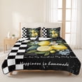 thumbnail image 3 of Twin XL Quilt Set 68''x98'', Summer Lemon Lightweight Summer Bedspread Coverlet Set with 2 Pillow Shams, Vintage Black Plaid Blue Spring Floral Breathable All Season Quilt Bedding for Dorm/Guest Room, 3 of 9