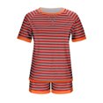 thumbnail image 2 of yievot Women's 2 Piece Summer Outfits Set Women's Short Set Striped Casual Short Sleeve Tops and Shorts Loungewear, 2 of 5